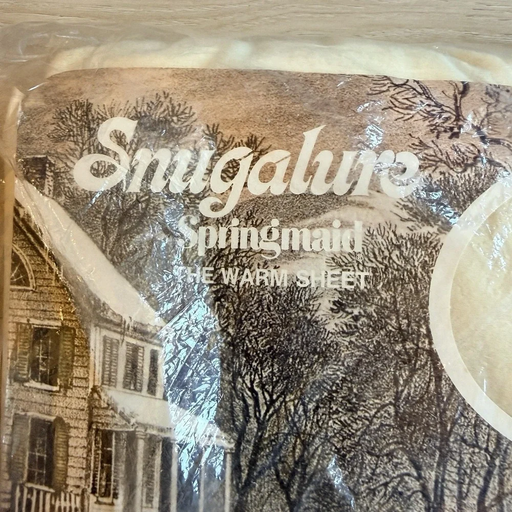 Snugnalure Vintage SpringMaid Flat Sheet Queen Size Cream